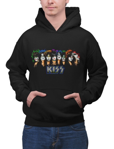 Poleron Unisex Kiss Rock Banda Logo Concierto Estampado Algodon