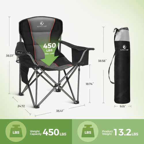 Silla Plegable Para Acampar Grande Acolchada Con Soporte Y N