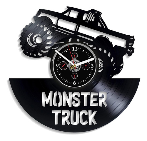 Kovides Monster Truck Reloj De Pared Disco De Vinilo Vintage