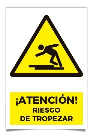 Sticker Atención Riesgo De Tropezar 30x20cm