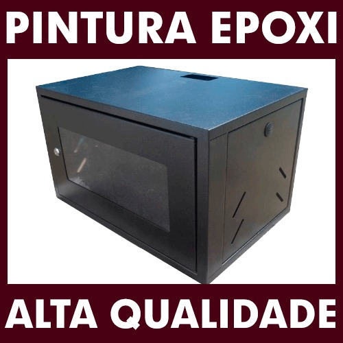 Mini Rack Parede Preto Padrão 19 7u X 470mm Utp C/2 Bandejas