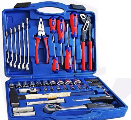 Imagen 2 de 6 de Juego Herram Llaves Tubos Pinza Dest Alic 55pz - 6628 Bremen
