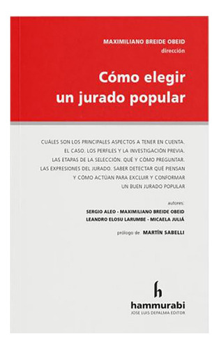 Como Elegir Un Jurado Popular, De Breide Obeid Maximiliano. Editorial Hammurabi, Tapa Blanda, Edición 1 En Español, 2024