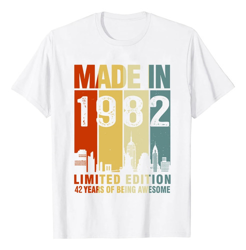 Camiseta Neutra De Algodón Estampada Made In 1982