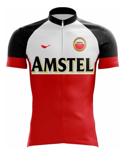 Camisa Scape Amstel Ciclismo Vermelha Preta E Branca - Promo