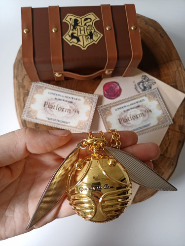 Colar Pomo De Ouro Porta Aliança Anel Harry Potter Com Caixa