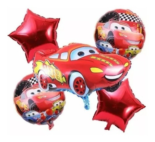 Set 5 Globos Metálicos Diseño Infantil Cars