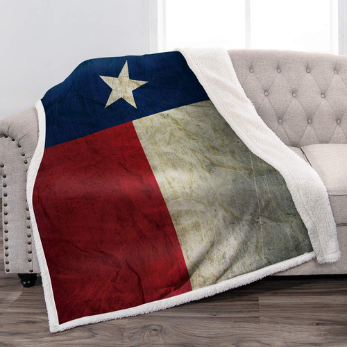 Manta Con La Bandera De Texas De Jekeno, Estilo Sherpa, Vint