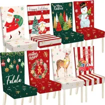 Comprar 8 Fundas De Navidad Para Sillas De Papá Noel,