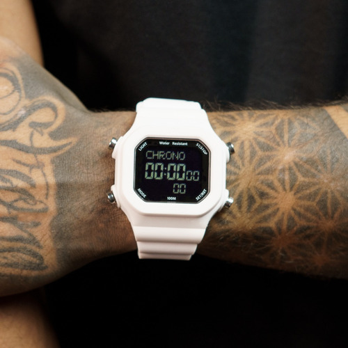 Reloj deportivo digital para hombre Champion Yot Waterproof, color de la correa: blanco