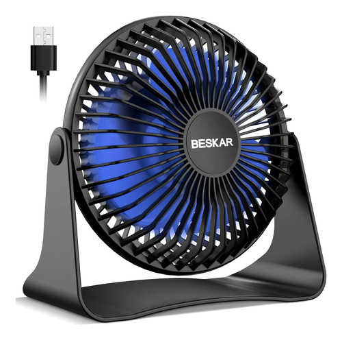 Ventilador De Escritorio Beskar 6 Pulgadas Usb Negro-azul