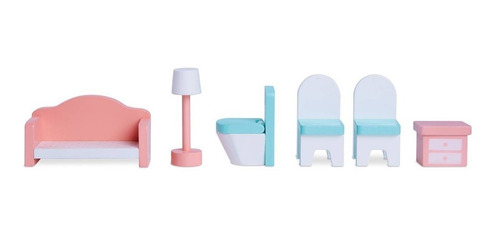 Imagen 5 de 5 de Casa De Muñecas Para Niñas Edufun De Madera 10 Pcs
