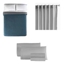 Comprar Edredón Novo Cobalto King Size + Sábanas Y Cortinas Vianney