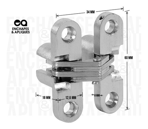 Imagen 2 de 4 de Bisagra Puerta Acero Invisible Acordeón 60 Mm X Und