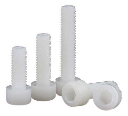 10 Tornillo Cabeza Hueca Hexagonal Nailon Blanco Cilindrica