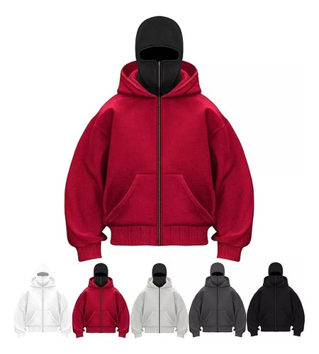 Sudadera Con Capucha Y Cremallera, Pasamontañas Con Capucha