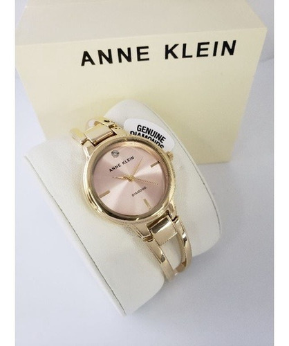 Reloj De Mano Para Mujer Anne Klein Reloj De Pulsera Con Esf Color de la correa Dorado Color del bisel Dorado Color del fondo Rosa