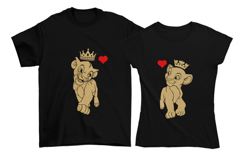 2 Playeras Pareja Duo Novios El Rey Leon Simba Nala Reyna