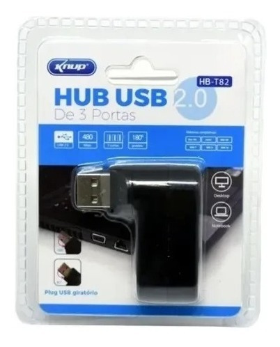 Mini Hub Usb 3 Portas Alta Velocidade 2.0 Giratorio