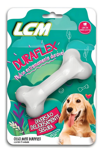 Brinquedo Para Cães Osso Ossinho Max Duraflex Nylon 112mm Cor Branco