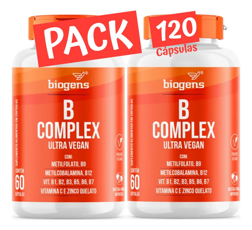 Complejo B12 Vegano B1 B2 B3 B5 B6 B12 Biogens Pack 120 Caps