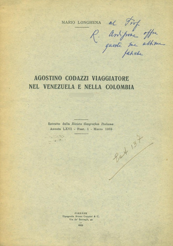 Agostino Codazzi Viaggiatore Nel Venezuela E Nella Colombia