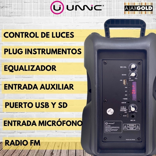 Imagen 8 de 10 de Parlante Portatil Bluetooth Karaoke Recargable Fm+ Microfono