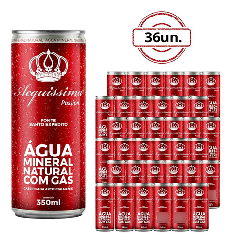 Água Com Gás Mineral Acquissima Lata 36x350 Ml Fardo Atacado