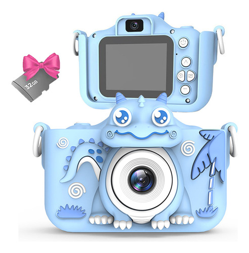 Cámara Dinosaur Hd Con Doble Cámara Para Niños Con Carga Usb
