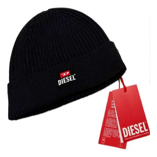 Diesel Gorro Lana D Logo Negro