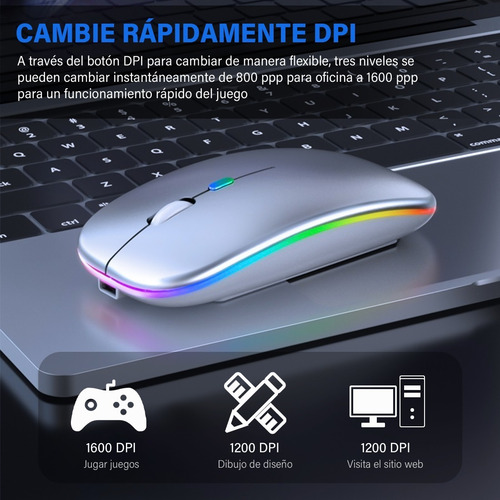 Portátil Silencio Ratón 2.4g Wireless Mouse Recargable
