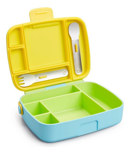 Lancheira Bento Box Munchkin Com Talheres Amarelo/azul