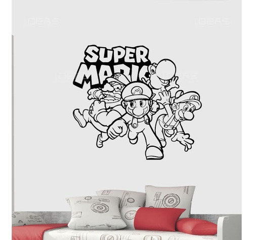 Sticker De Pared Super Mario Bross Videojuegos Pegatina 
