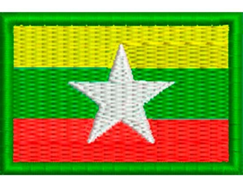 Patch Bordado Mini Bandeira Myanmar 3x4,5cm Cód.mbp162