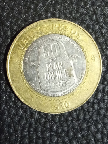 Moneda $20 Pesos Conmemorativa 50 Años Plan Dn-lll-e