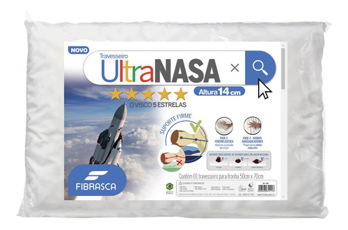 Travesseiro/travisseieros Da Nasa Ultra 50x70x14,5 Fibrasca