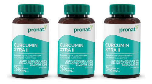 Kit 3 Piezas Suplemento Curcumin Xtra Colágeno Tipo 2 Pronat