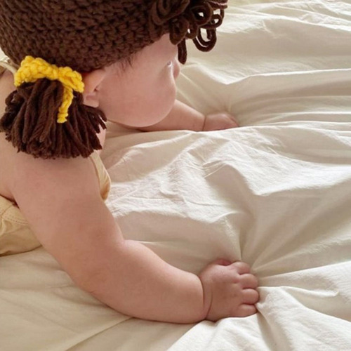 Gorro Tejido A Ganchillo Para Bebés Y Bebés, Trenzado B