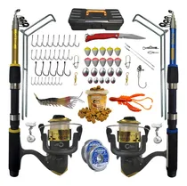 Comprar CMiK Kit de pesca 2 varas + 2 molinetes e acessorios completo negro varas de pesca