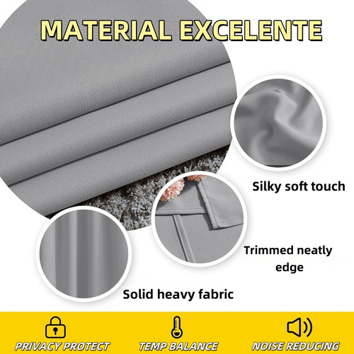 2pcs Cortina Blackout Premium Aislante 135x225cm Gris Claro