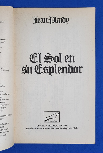 El Sol En Su Esplendor - Jean Plaidy - Vergara (Usado)