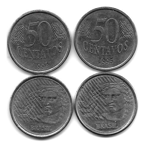 Brasil Lote De 2 Monedas De 50 Centavos Km 635 - Exc.+