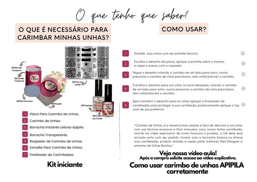 Kit Manicure Designer Unhas Apipila Decore Com Carimbo Unhas