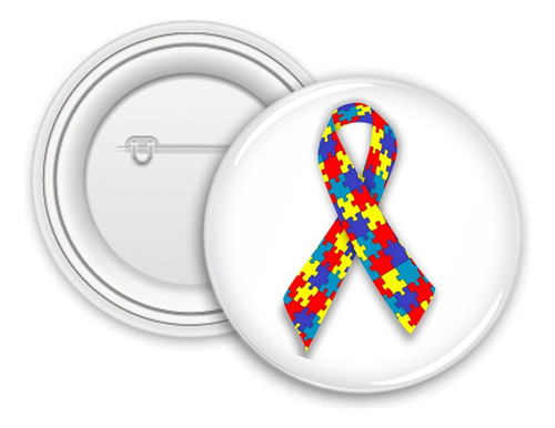Boton Broche Pin  Campanha Causa Autismo Deficiência 05 Und