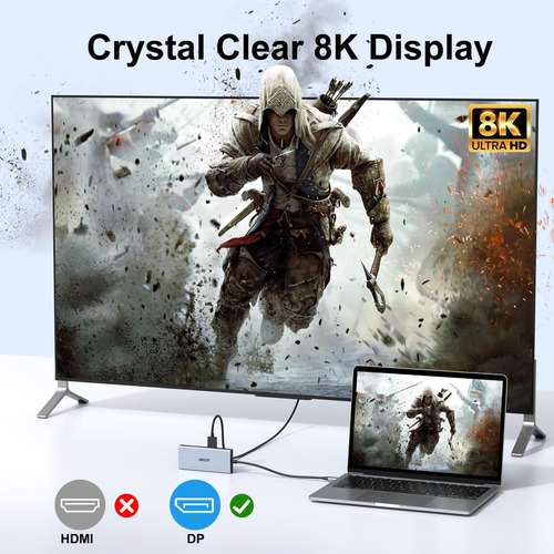 Hub Usb C Displayport, Usb C A Displayport Adaptador Usb C D