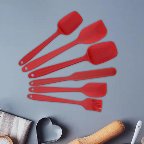 Juego De Espátula De Silicona De 6 Piezas Resistente Rojo