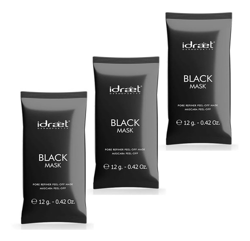 Idraet 3 Mascarillas Black Mask Carbon Elimina Puntos Negros