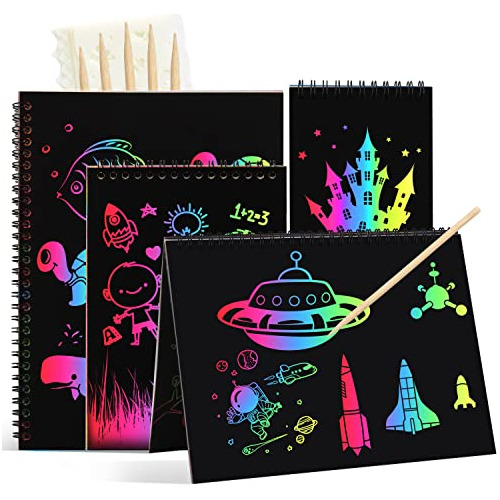 Hahatoii Scratch Paper Art Notebooks Set,3 Pack Scratch Libr