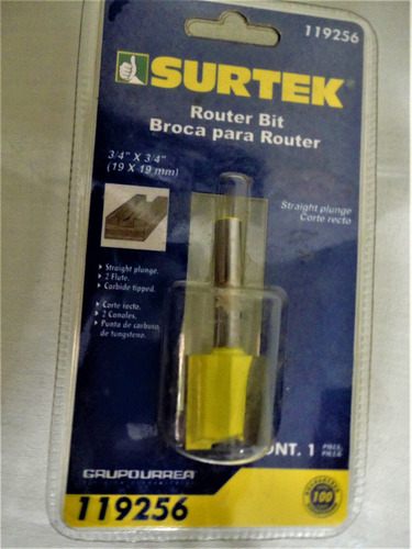 Broca Para Router Corte Recto 3/4 X 3/4 Surtek. Nueva