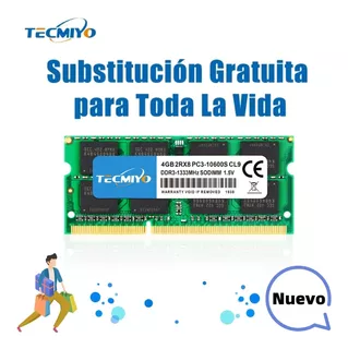 Memoria Ram Tecmiyo 4gb Ddr3-1333 Sodimm Pc3-10600s Laptop